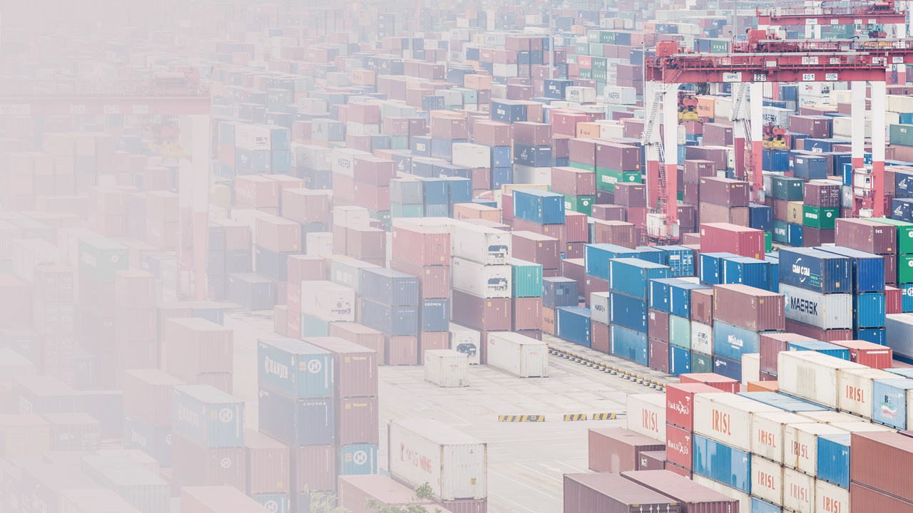 Cargo containers in port