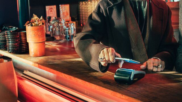 Couple makes mobile payment - small