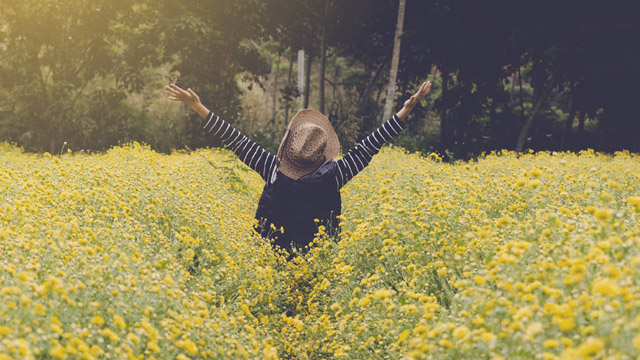 Woman in flower field SMALL