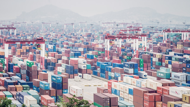 Cargo containers in port