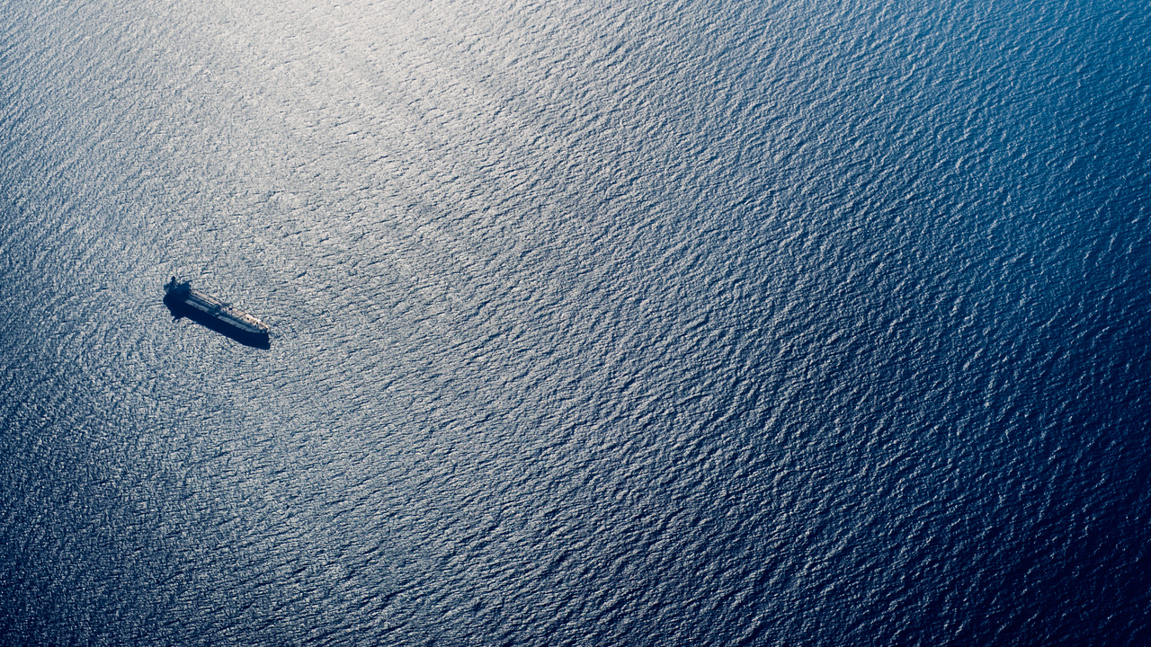 Cargo ship at sea