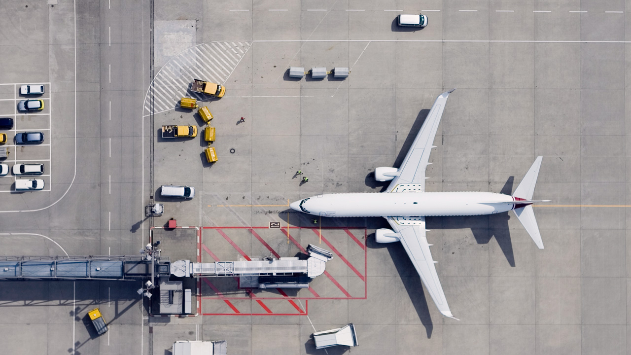 White airplane at airport