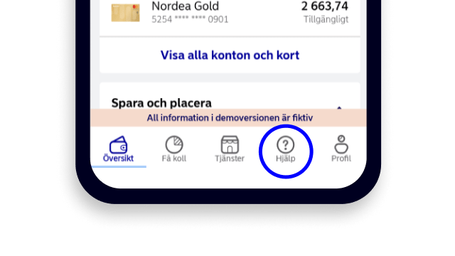 Soita asiakaspalveluumme valitsemalla mobiilipankin alareunasta kohta Ota yhteyttä.